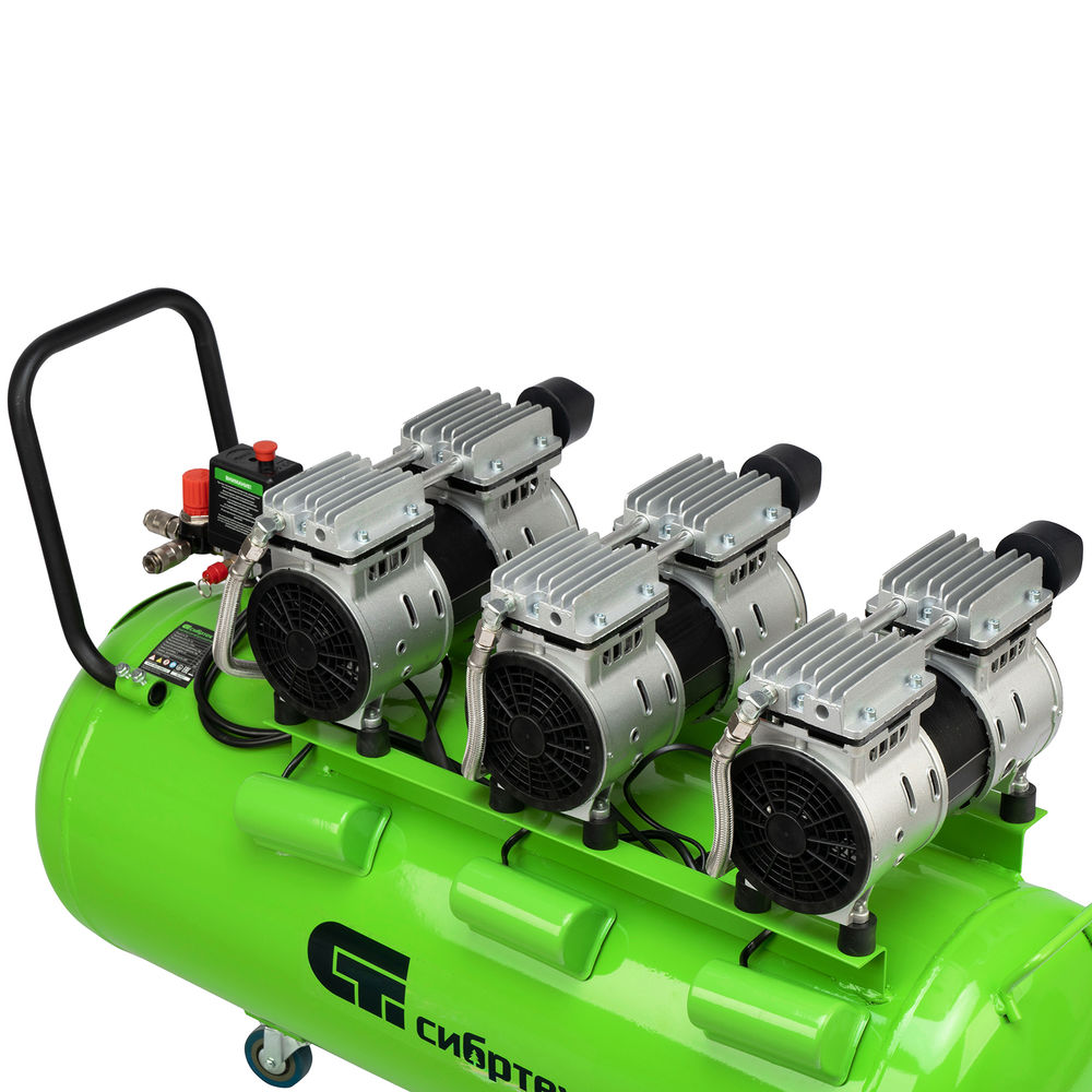 Компрессор безмаслянный малошумный МБ 2250/100, 2250 Вт, 100л, 400 л/мин Сибртех (58008)