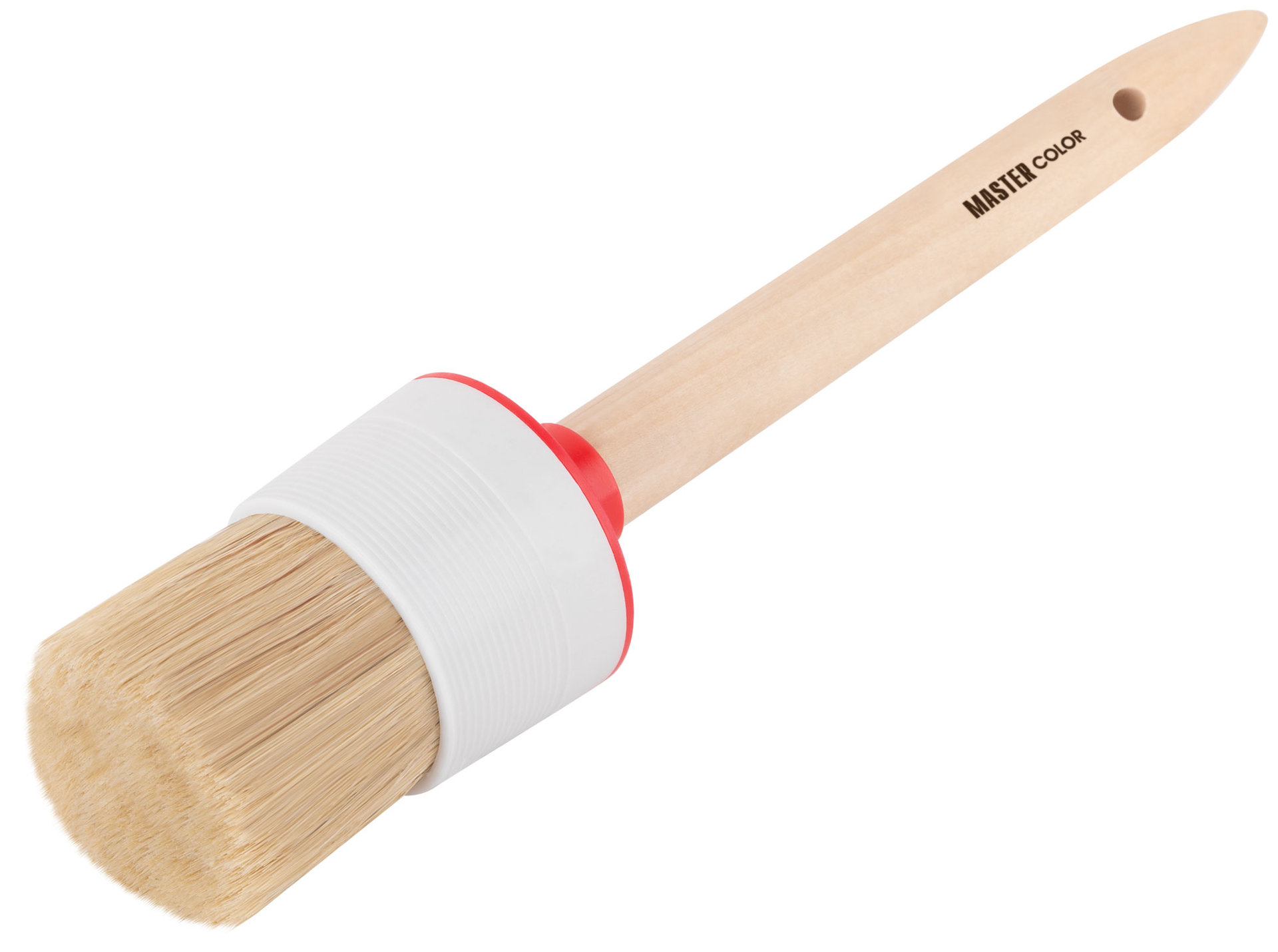 Круглая кисть, натур. щетина, 55% топс, деревянная ручка, O55 мм (30-0408)