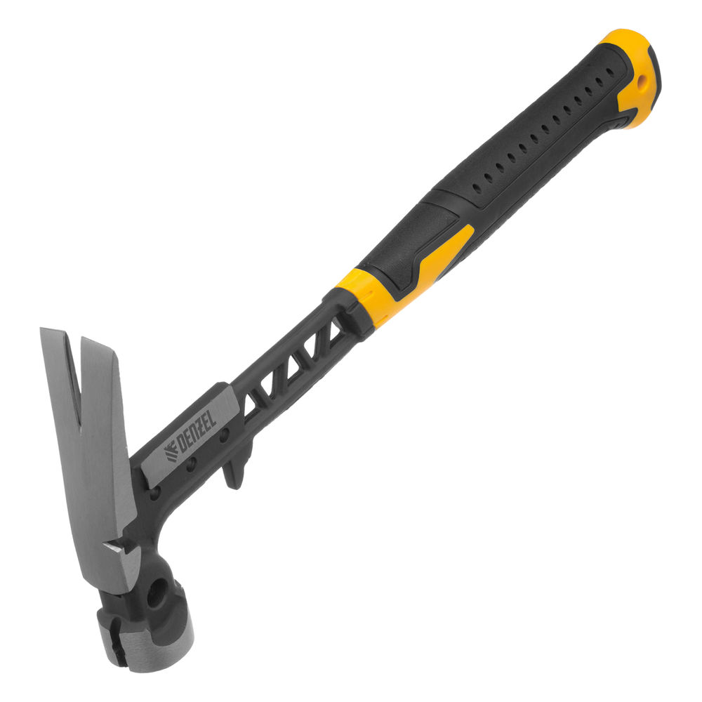 Молоток строительный 450 г, цельнокованый,боек с магнитом, двухкомп. обрезин. рук-ка Denzel (10468)