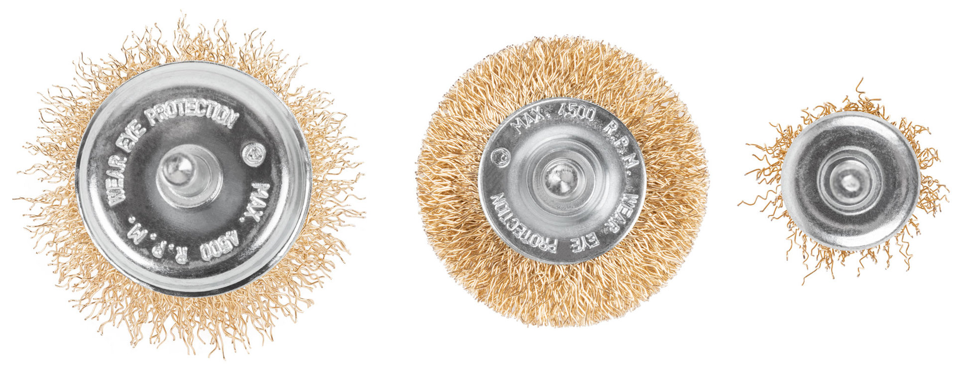 Набор щеток для дрели, 3 шт. (Чашки 25, 50 мм, Плоская 50 мм, латун. витая проволока, блистер, CUTOP Profi