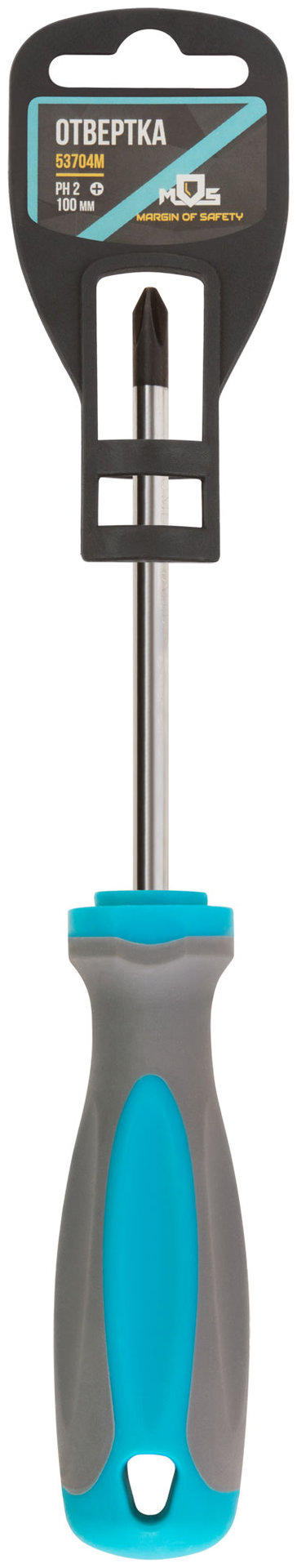 Отвертка, CrV сталь, прорезиненная ручка PH2 x 100 мм (53704М)