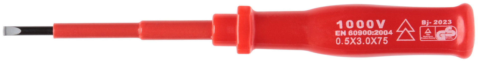 Отвертка изолированная 1000 В, CrV сталь, пластиковая ручка 3х75 мм SL (55801)