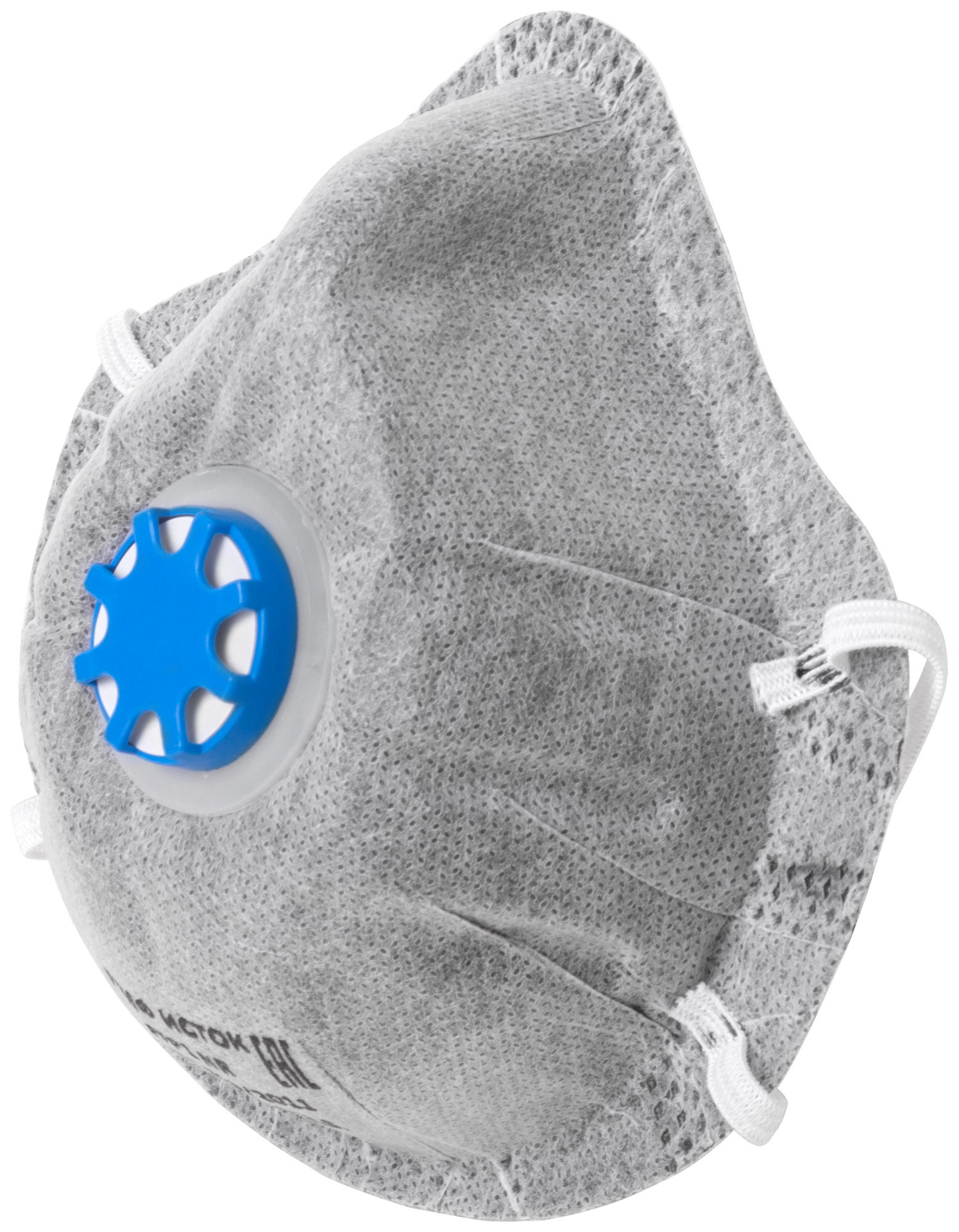 Полумаска фильтрующая, FFP1, формованная, 4-х слойная, угольный фильтр, с клапаном (12306)