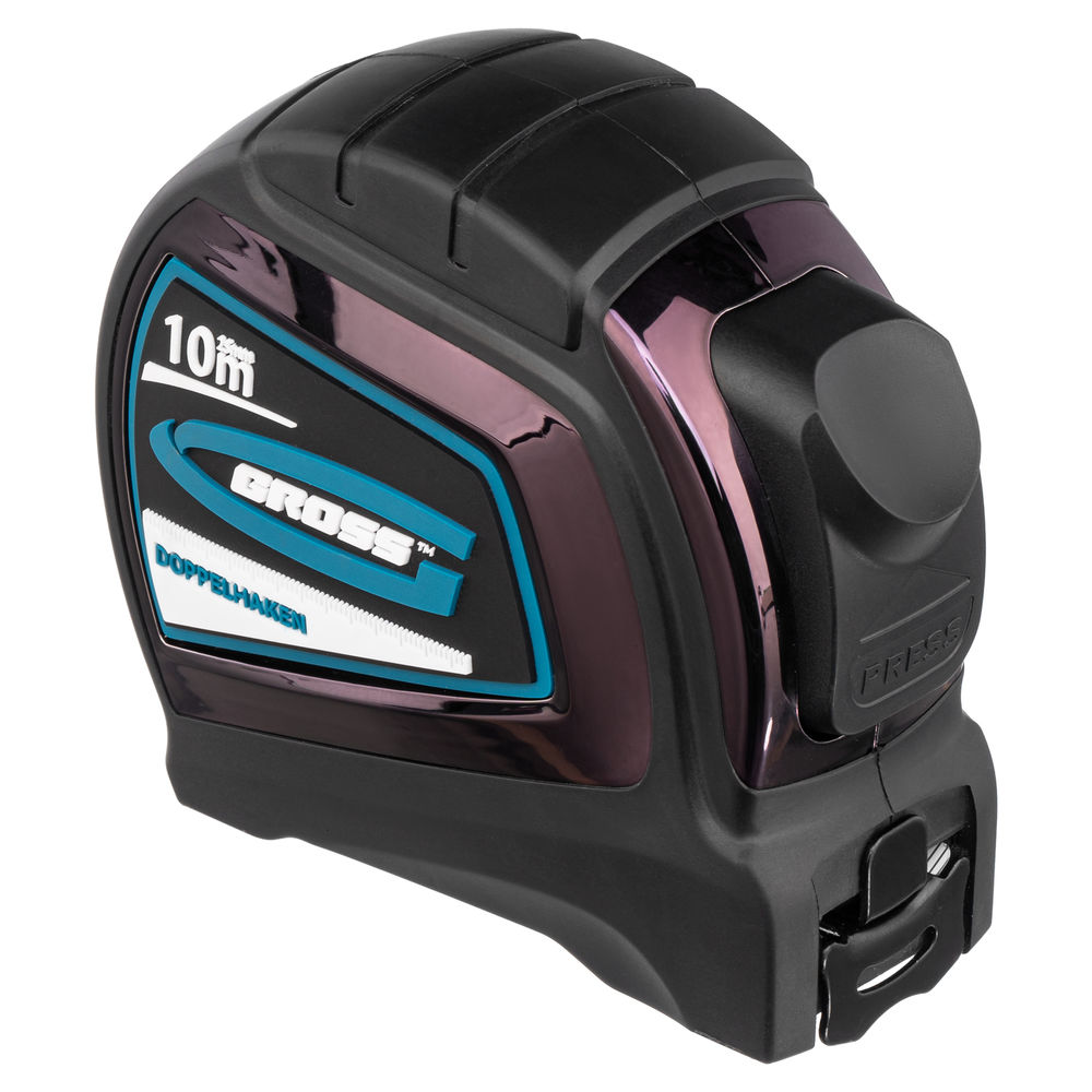 Рулетка Doppelhaken,10 м x 25 мм,двухсторонний зацеп,Нейлон,двусторонняя шкала,автоматическая фиксация Gross