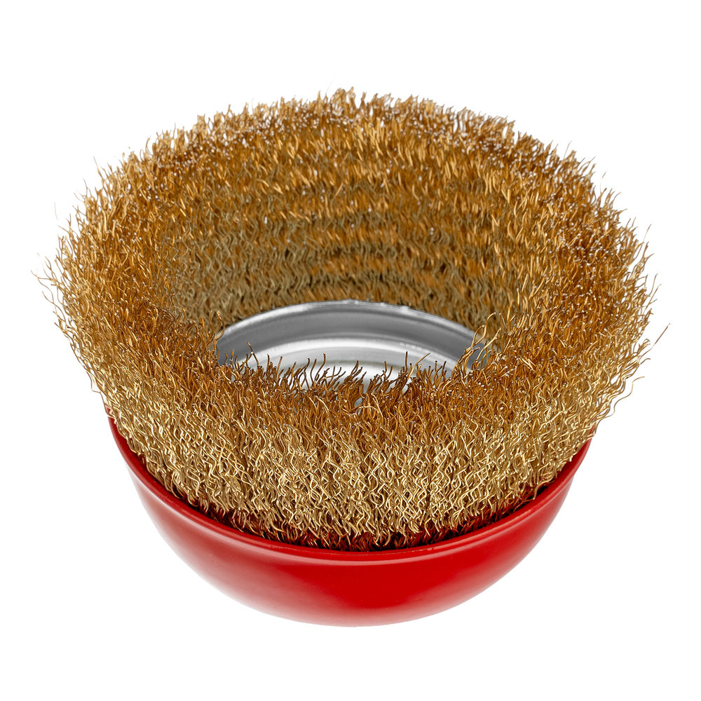 Щетка для УШМ, 100 мм, М14, чашка, латунированная витая проволока Matrix (74605)