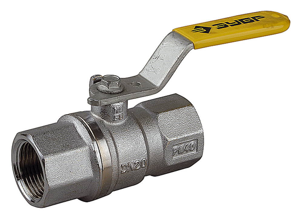 Шаровой кран газовый полнопроходной d 3/4, ручка-рычаг, «мама-мама» ЗУБР 4-51720-C-3/4