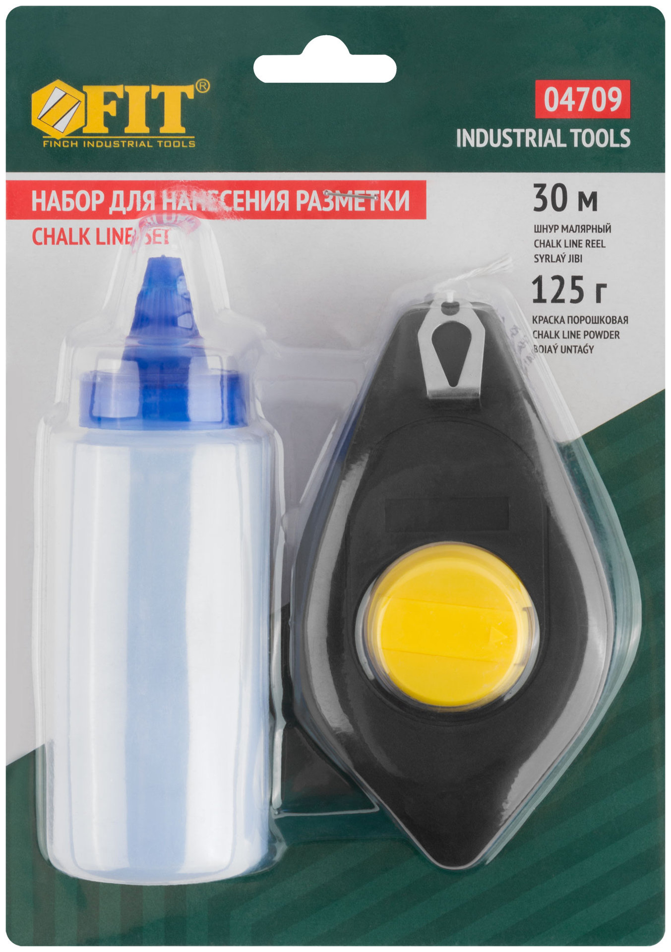 Шнур малярный отбойный, ABS пластиковый корпус 30 м + краска разметочная 125 гр. (04709)