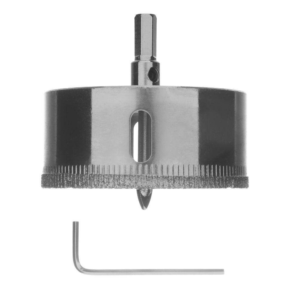 Сверло по керамической плитке и стеклу, 65 х 55 мм, шестигранный хвостовик, с центрующим сверлом Сибртех (72725)