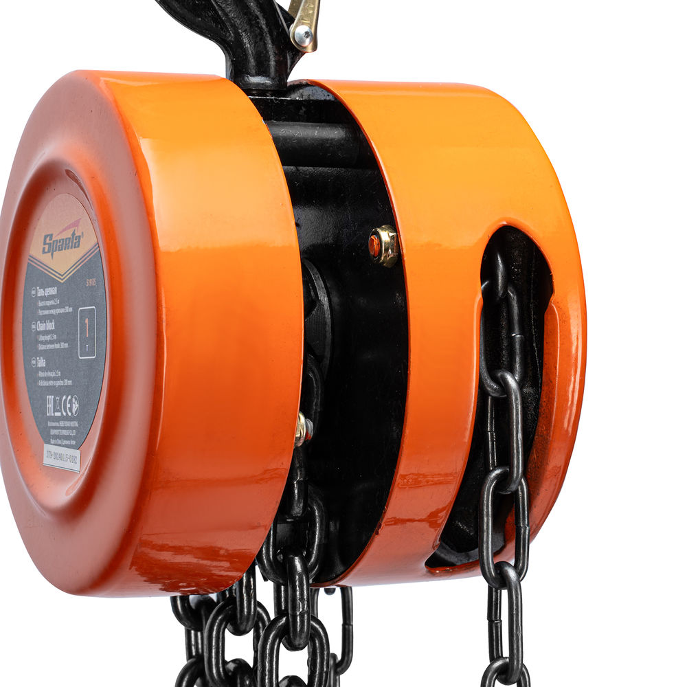 Таль цепная, 1 т, H подъема 2.5 м, расстояние между крюками 300 мм Sparta (519135)