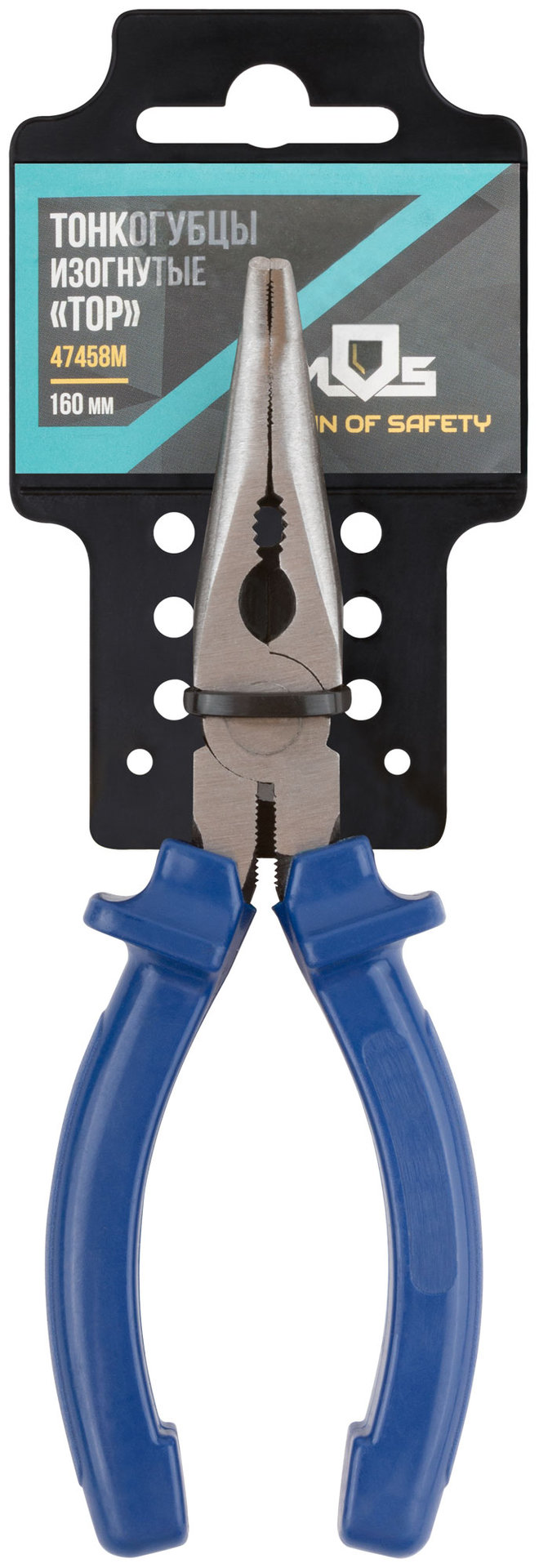 Тонкогубцы изогнутые Тор, инстр. сталь, пластиковые ручки 160 мм (47458М)