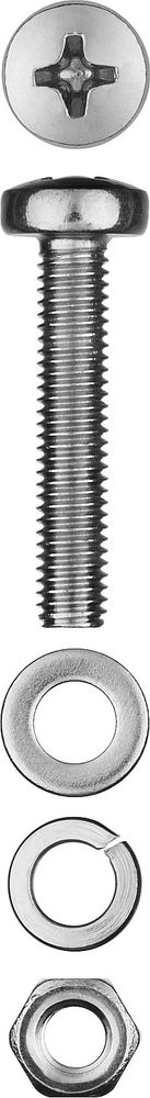 Винт с гайкой и шайбами M4?30 мм DIN 7985 цинк 20 шт ЗУБР 303476-04-030