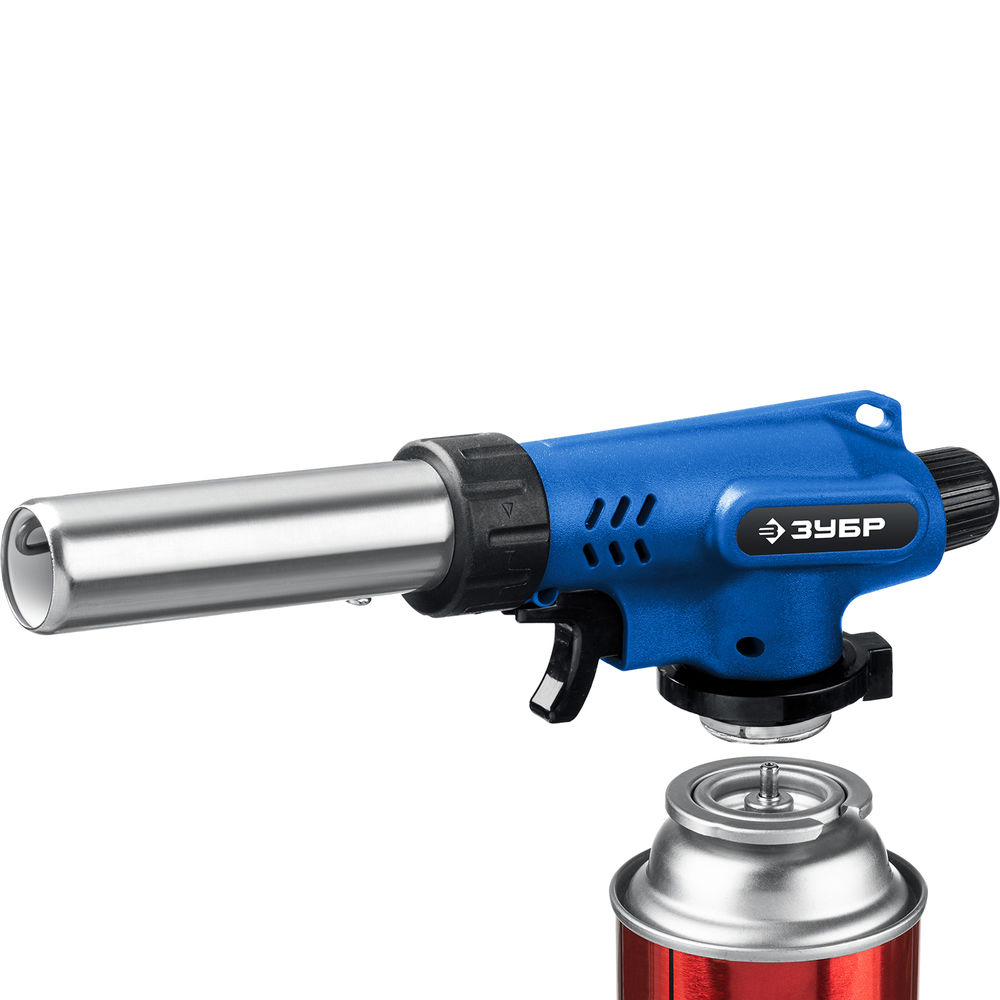 Горелка газовая ГП-500 1300°C, увеличенный выход пламени, с пьезоподжигом, на баллон с цанговым соединением ЗУБР Профессионал 55552
