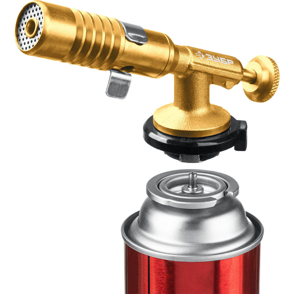 Горелка газовая ГРМ-200 1300°C, цельнометаллическая, 2 в 1, на баллон с цанговым соединением ЗУБР Профессионал 55556