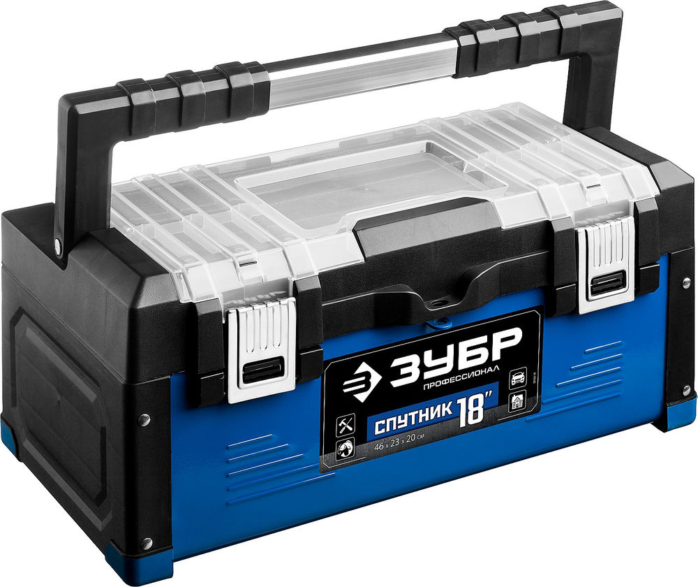 Металлический ящик для инструментов 460 х 230 х 200 мм 18 Профессионал ЗУБР СПУТНИК-18 38153-18