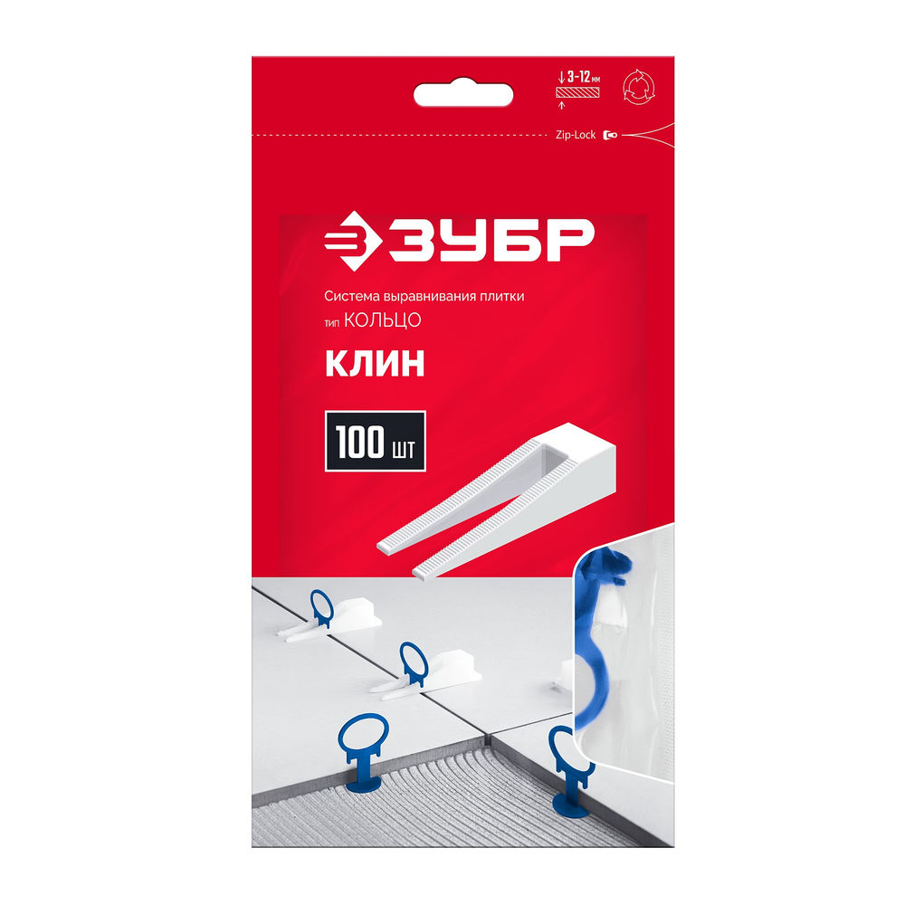 Система выравнивания плитки СВП КОЛЬЦО клин 100 шт ЗУБР 3387-100