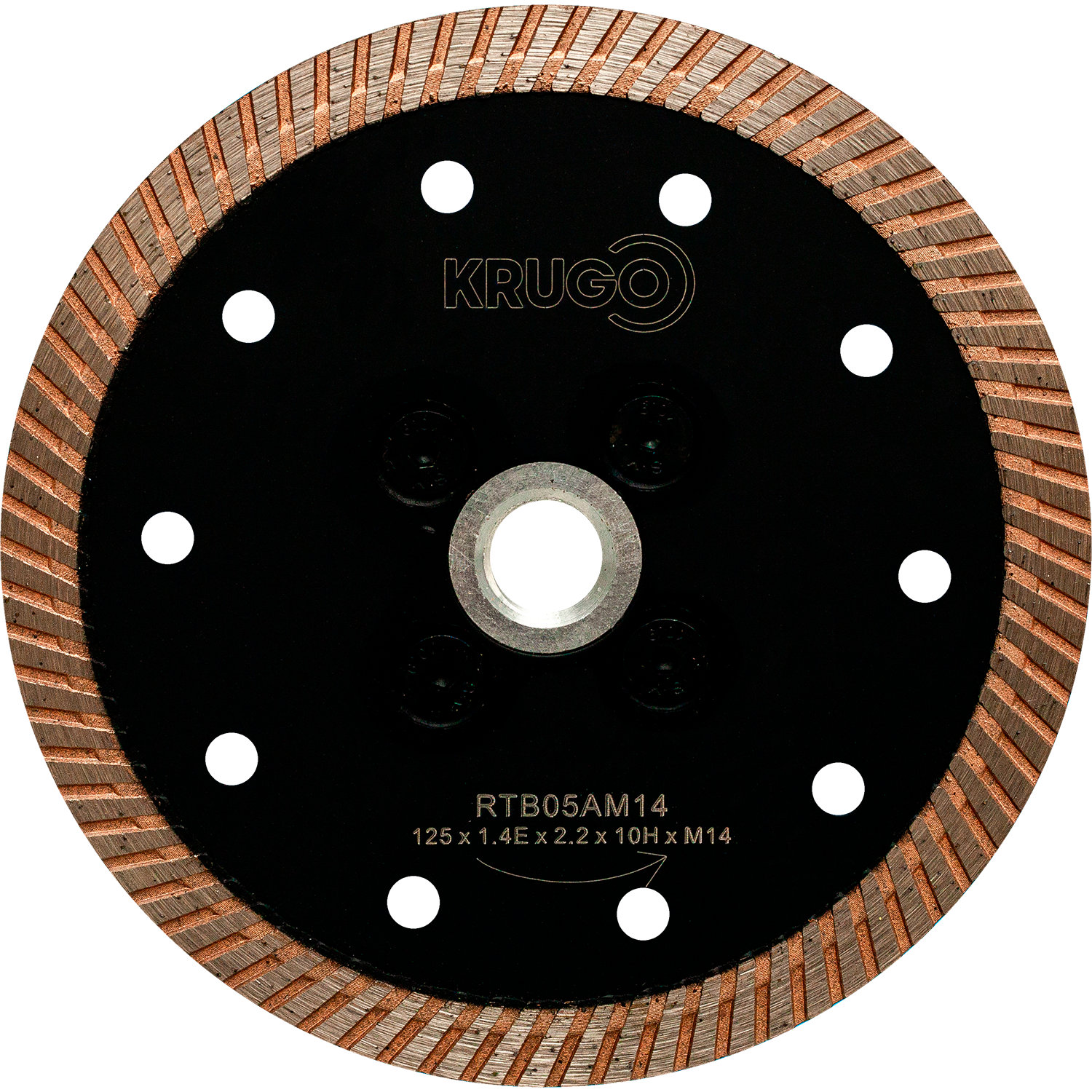 Диск алмазный Турбо с фланцем по граниту 125 x 1,4Е x 2,2 x 10Н x М14 KRUGO (RTB05AM14 )