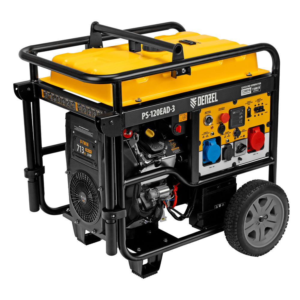 Генератор бензиновый PS-120EAD-3, 12 кВт,230/400 В, 40л, разъем ATS,перекл.режима,эл.старт Denzel (946984)