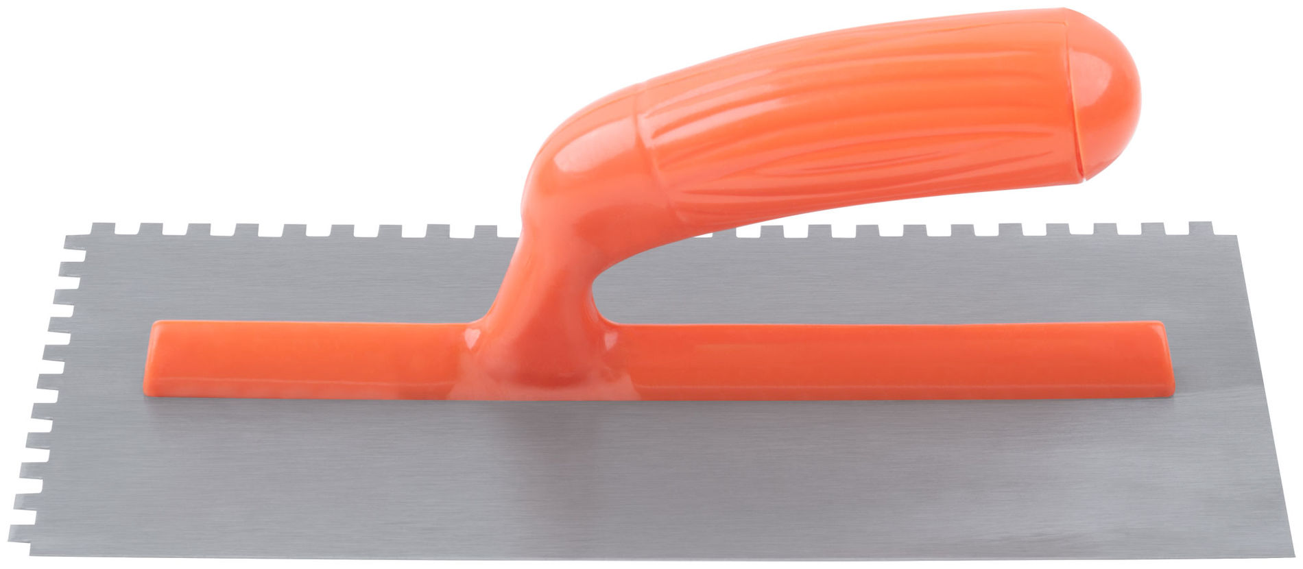 Гладилка стальная с пластиковой ручкой, 280х130 мм зубчатая, зуб 6х6 мм (05137)