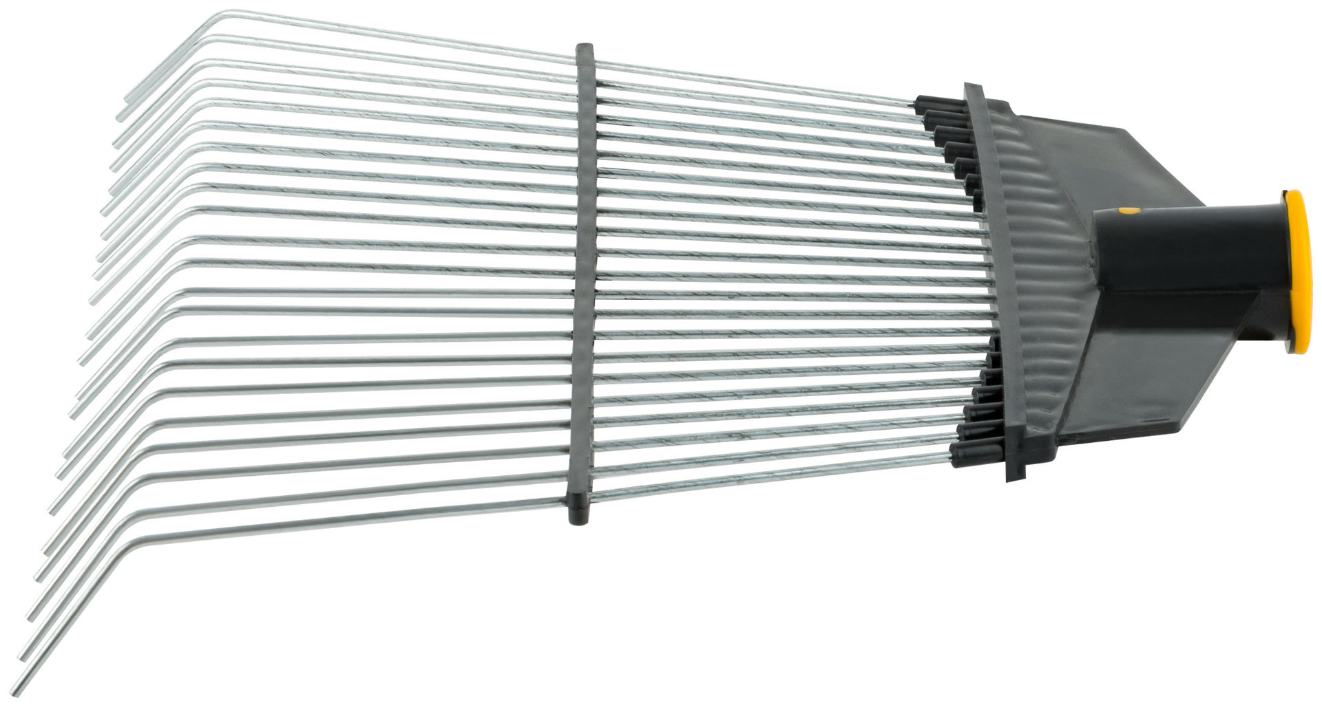 Грабли веерные проволочные (пластмассовая основа), 22 зуба, 290х430 мм, без черенка (76943)