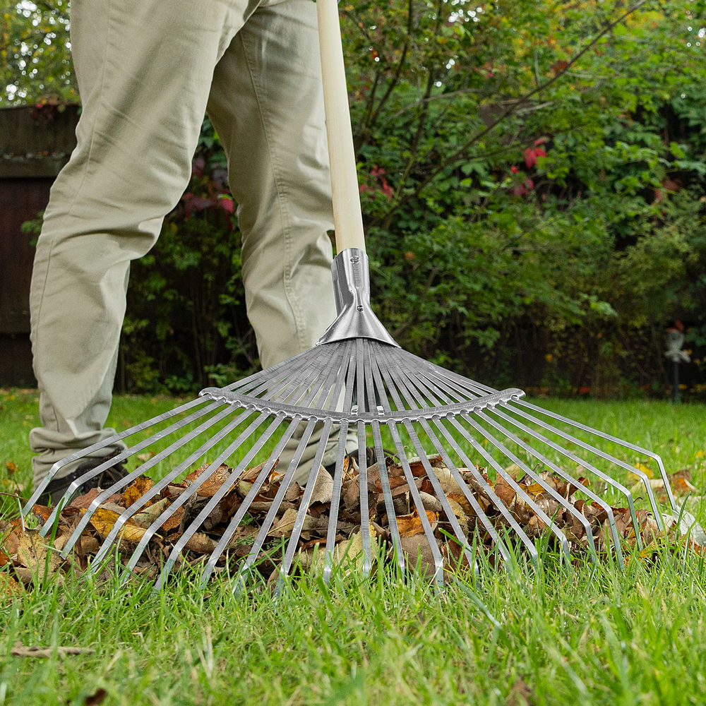 Грабли веерные стальные, 300 - 480 мм, 22 плоских зуба, оцинкованные,раздвижные, без черенка, Palisad (617675)