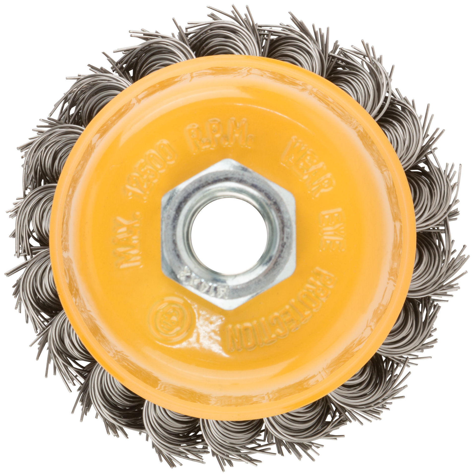 Корщетка-чашка, гайка М14, витая проволока, нержавеющая сталь 75 мм (38847)