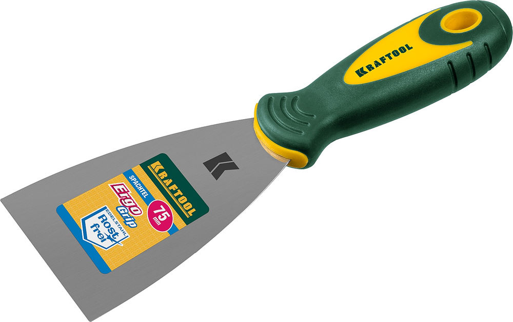 Шпатель 75 мм, х-образное профилированное полотно, двухкомпонентная ручка, нержавеющий KRAFTOOL 10035-075