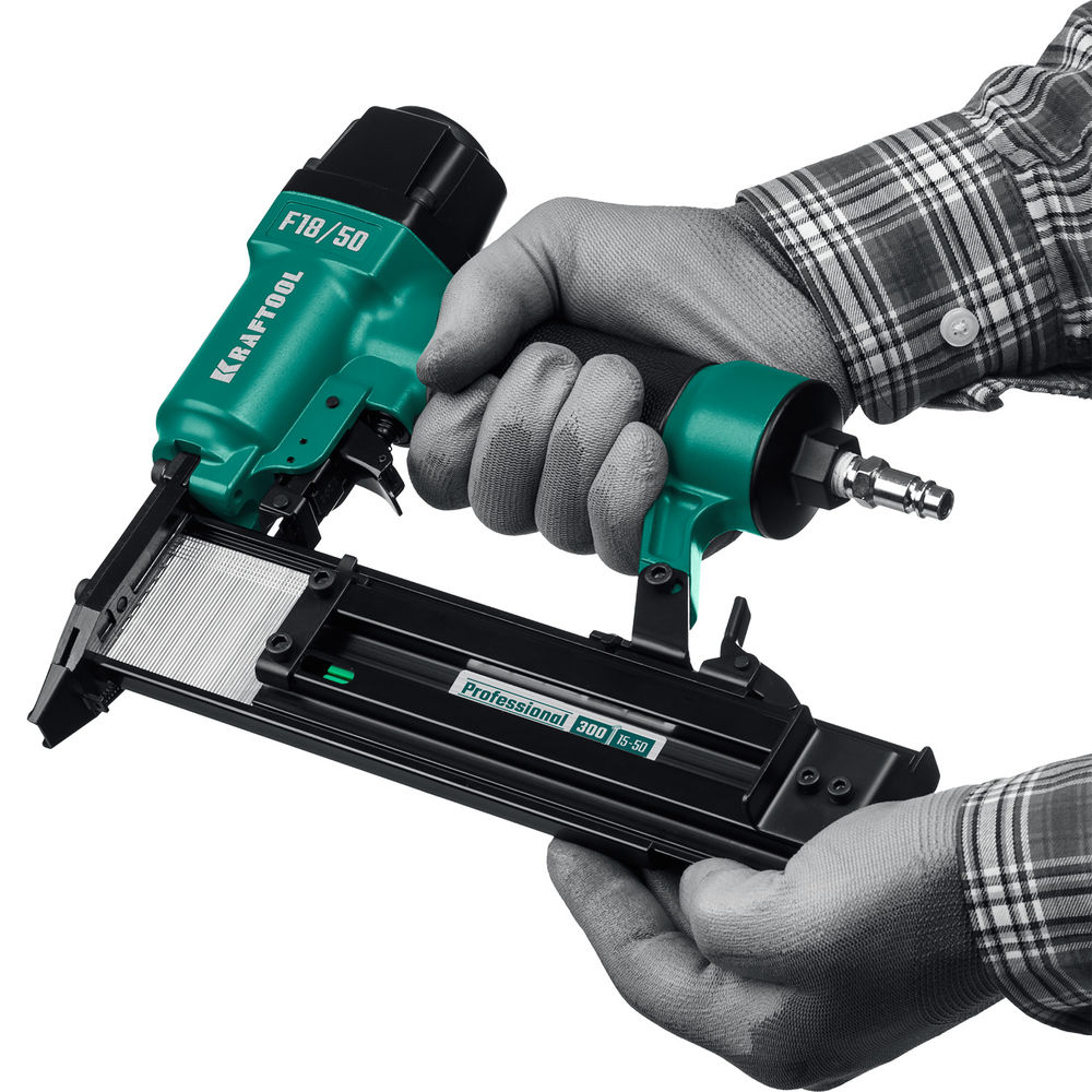 Пневматический нейлер F18/50, для гвоздей 18Ga тип 300 (15-50 мм) KRAFTOOL 31961
