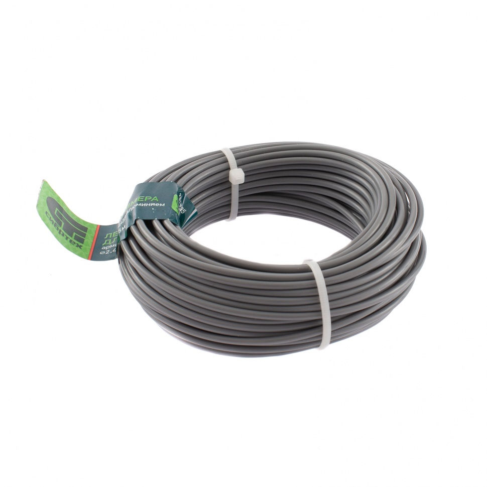 Леска для триммера круглая, армированная алюминием, 2.4 мм х 15 м, Сибртех (961935)