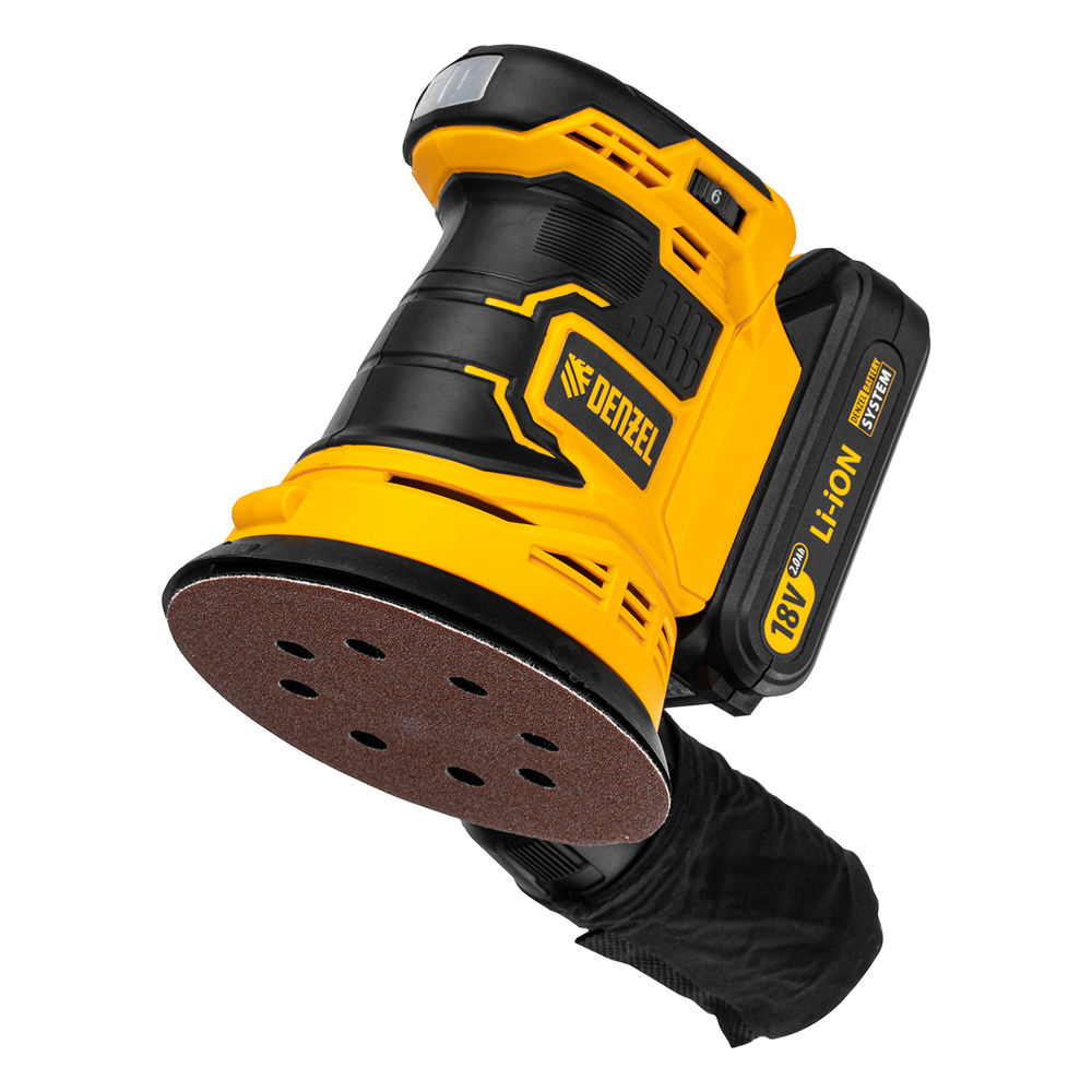 Машина шлифовальная эксцентриковая аккумуляторная COS-125, 18В Li-Ion Denzel (28470)