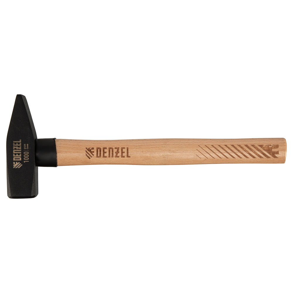 Молоток слесарный, 1000 г, кованый квадратный боек, буковая рукоятка Denzel (10437)