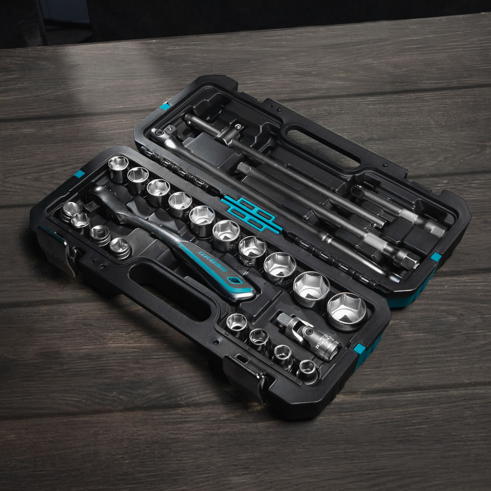 Набор инструментов, 1/2, CrV, 120 зубьев, 24 предмета Gross