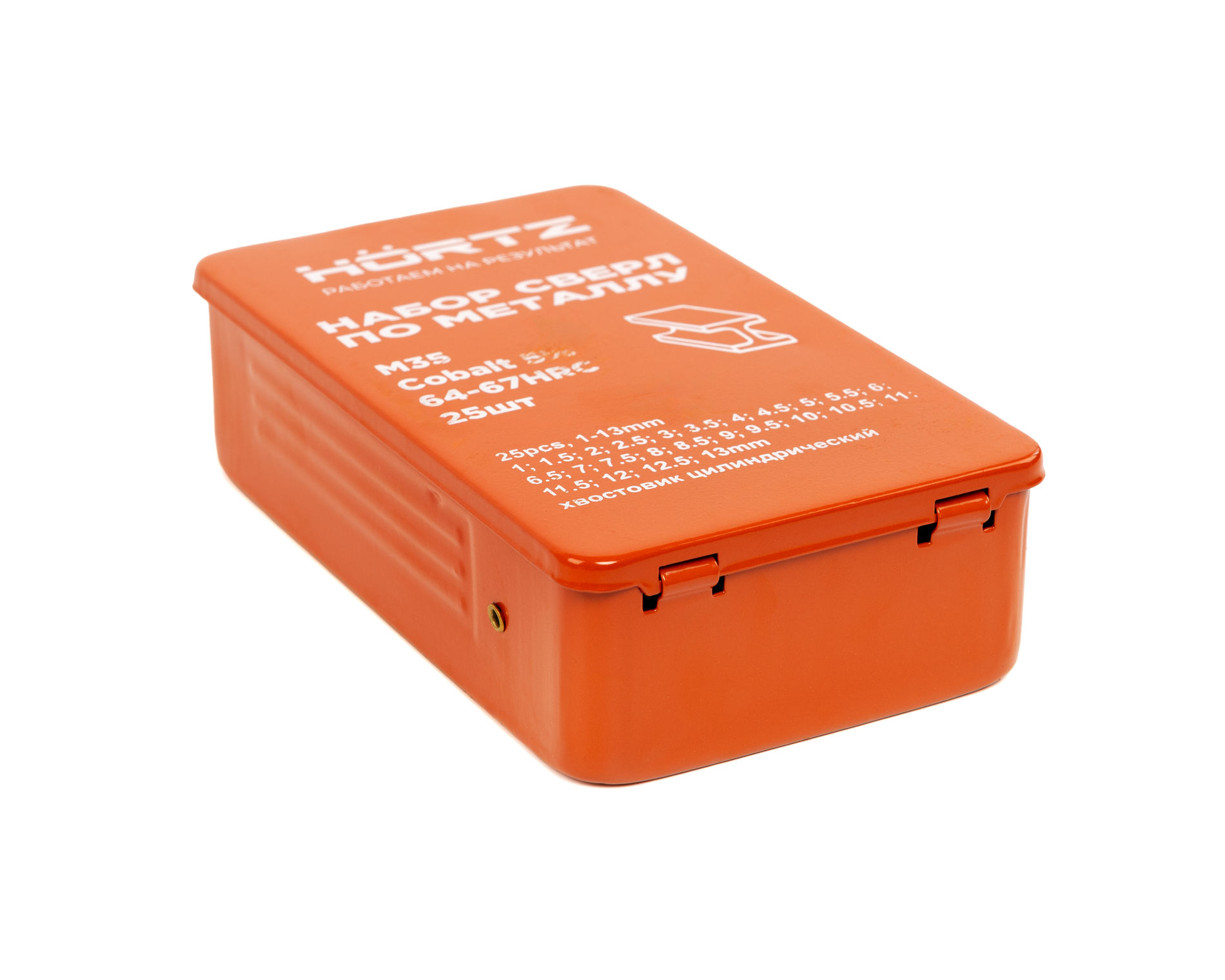 Набор сверл 1-13 25 штук Р6М5К5 (HSS-Co5) металлический кейс HORTZ
