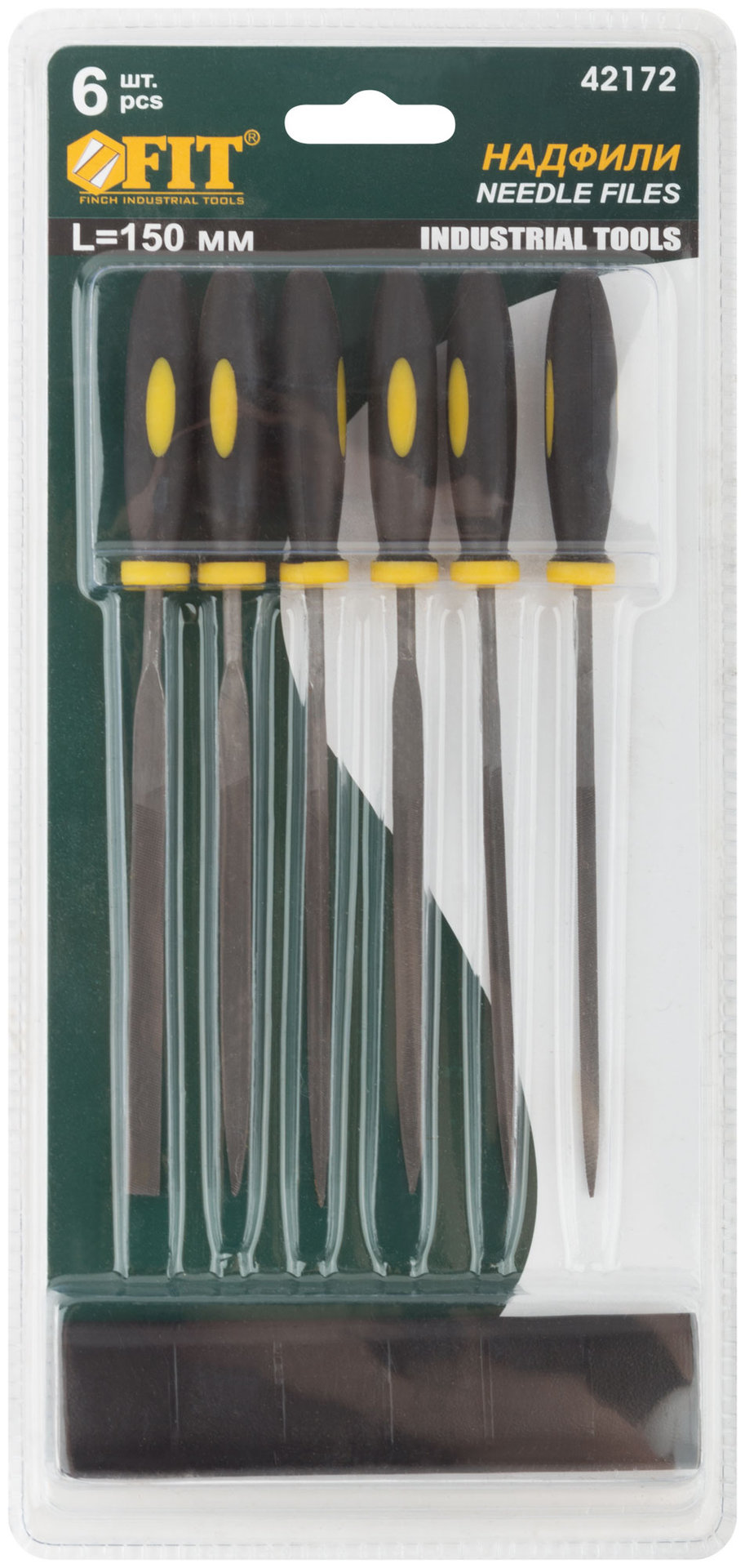 Надфили, прорезиненная ручка, 3х150/70 мм, 6 шт. (42172)