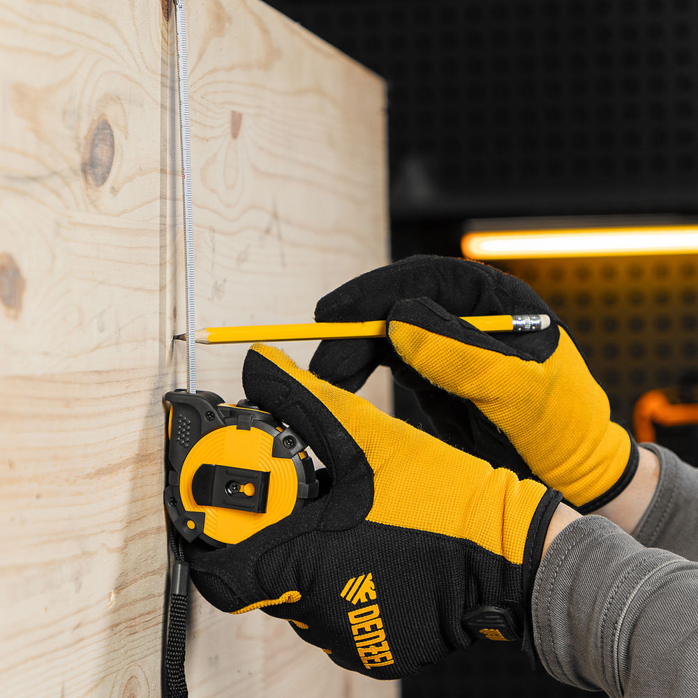 Рулетка 3м х 16мм, автоматич. фиксац., нейлон. покрытие, магнит. зацеп, двухстор. разметка Denzel