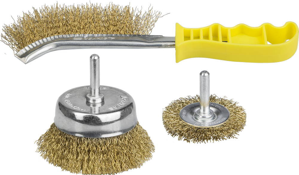 Набор щеток-крацовок для дрели 3 шт, витая стальная латунированная проволока 0.3 мм STAYER Professinal 35151-H3_z01