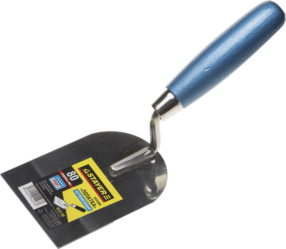 Кельма лопатка 80 мм, нержавеющее полотно, деревянная рукоятка STAYER Professional 0832-08