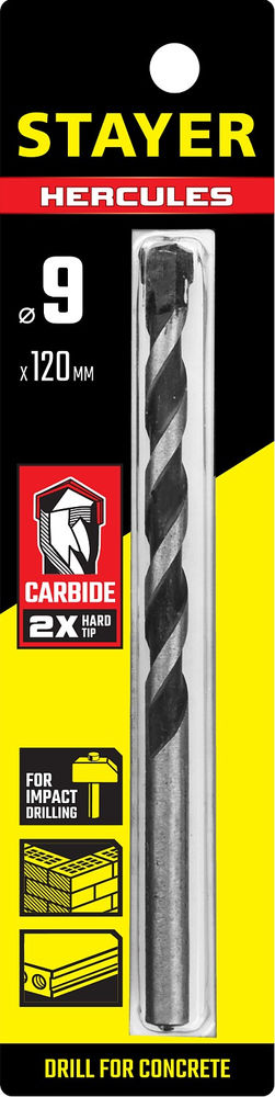 Сверло по бетону Hercules, 9 x 120 мм STAYER Professional 2915-120-09_z01