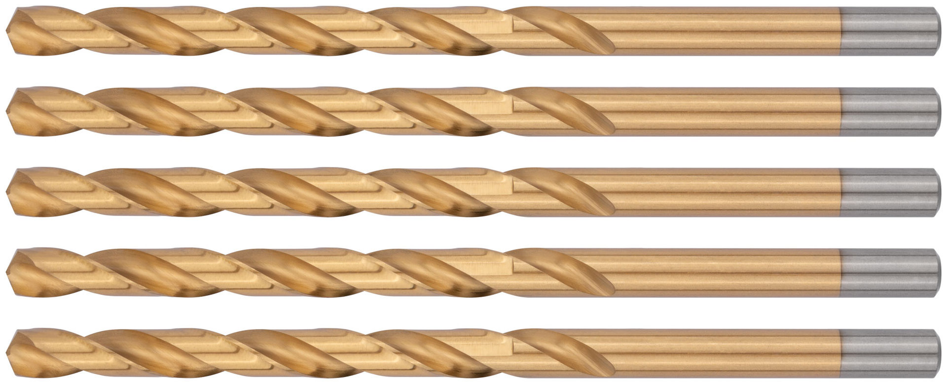 Сверла HSS по металлу, удлиненные, титановое покрытие 10,0х184 мм (5 шт.) (34300)
