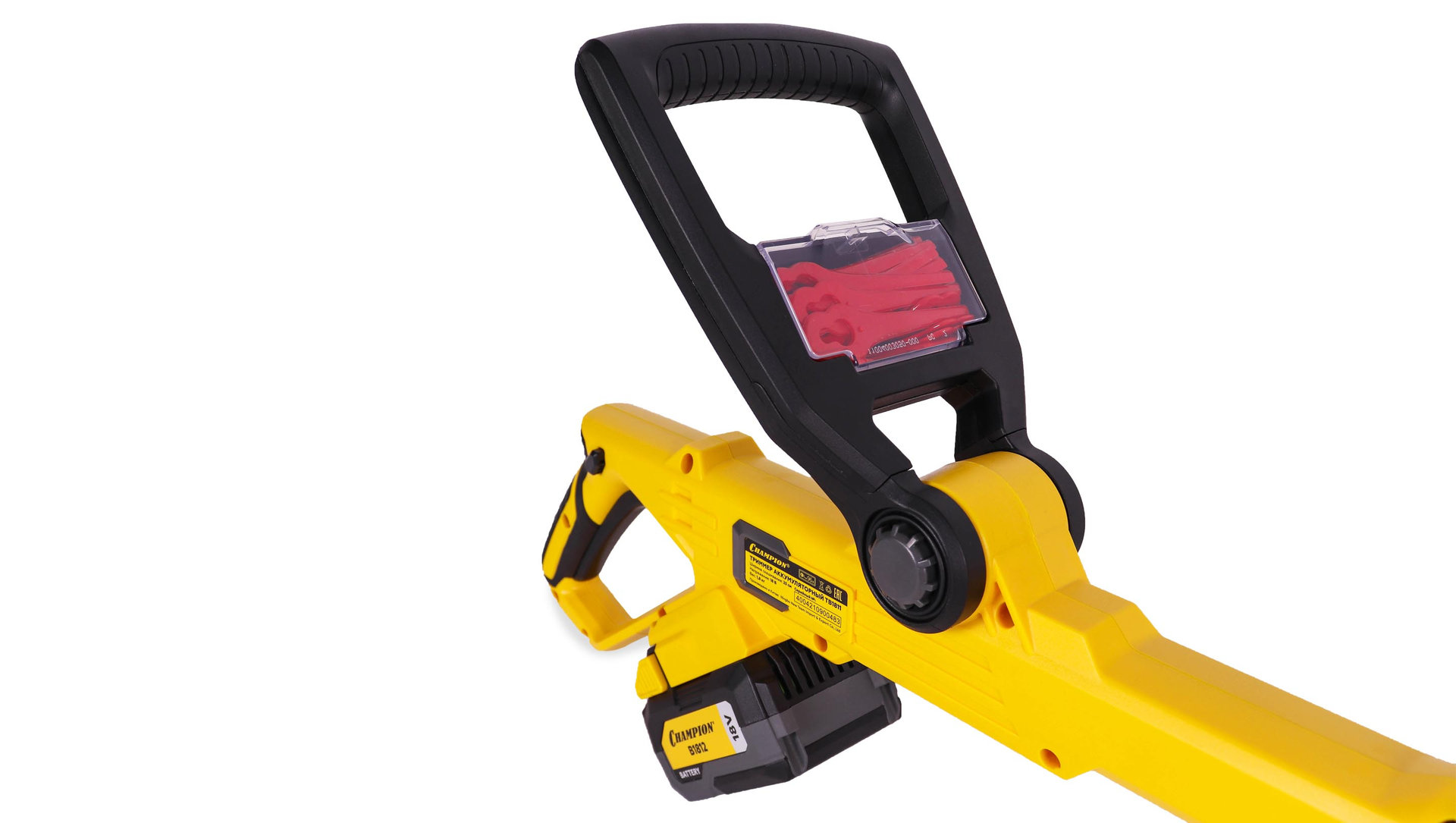 Триммер аккумуляторный CHAMPION TB1811 (18В4Ач Li-ion1,8кг100мин250мм1,8мм9000об/мин безАКБиЗУ) (TB1811)