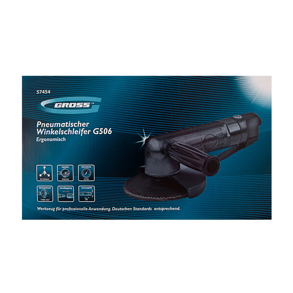 Угловая шлифовальная машина пневматическая G506.5, 11000 об/мин Gross (57454)
