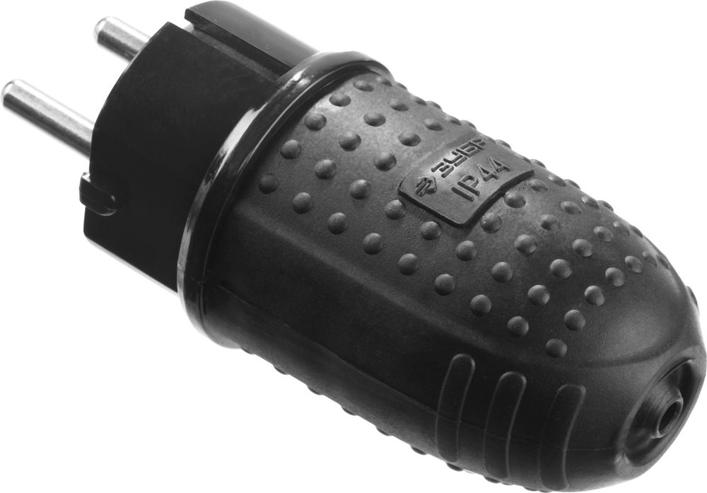 Вилка электрическая обрезиненная IP44, 16 A/220 В ЗУБР Профессионал 55116-B