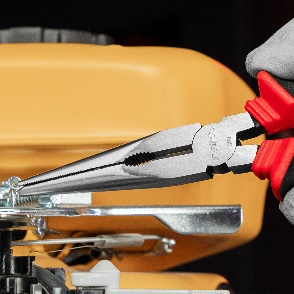 Длинногубцы прямые, 200 мм, хром-ванадий, двухкомпонентные рукоятки Matrix (17311)