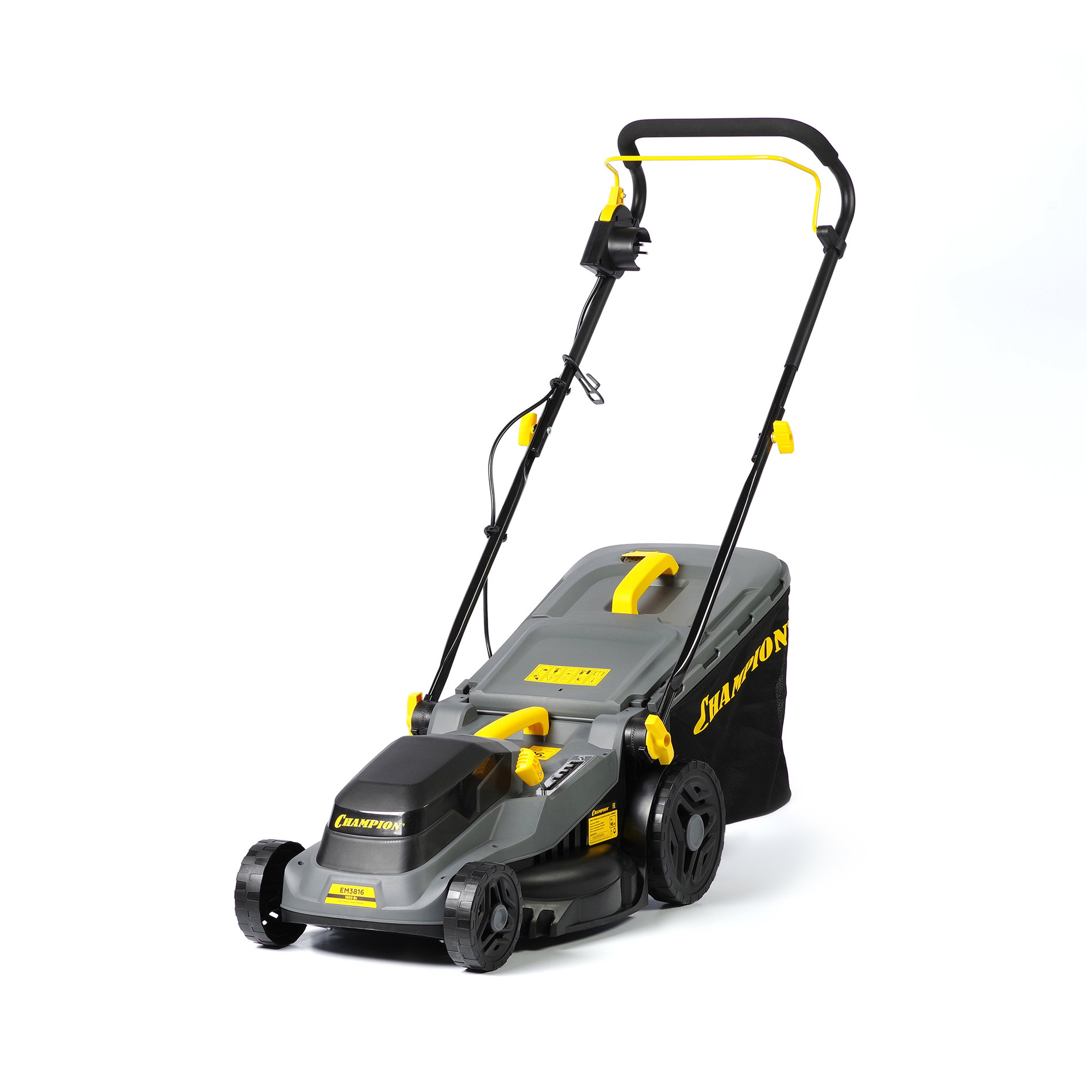 Газонокосилка эл. CHAMPION EM3816 (1,6 кВт пласт.+ткань травосб. 42л ширина 380мм 30-75мм, 11,3кг) (EM3816)