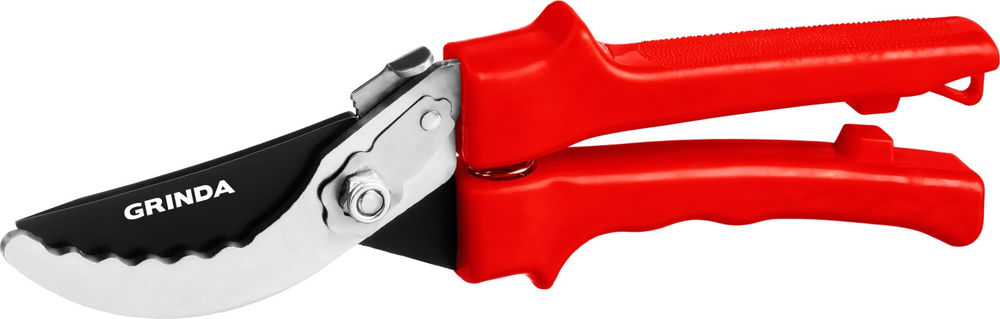 Плоскостной секатор G-31, 200 мм, закаленные лезвия, тефлоновое покрытие, зубцы на лезвии, пластиковые рукоятки GRINDA 40210_z02
