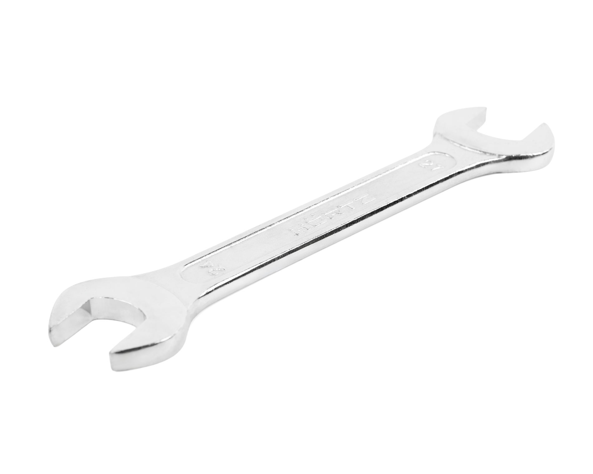 ключ гаечный рожковый двусторонний 24x27 хромированный на подвесе HORTZ