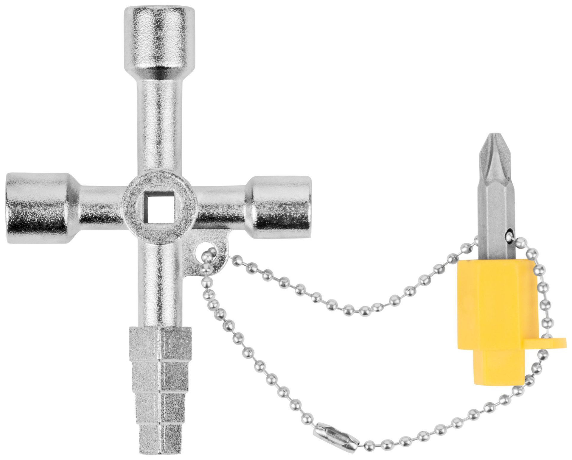 Ключ универсальный для электрошкафов 5-в-1, двусторонняя CrV бита PH2/SL7 (60107)