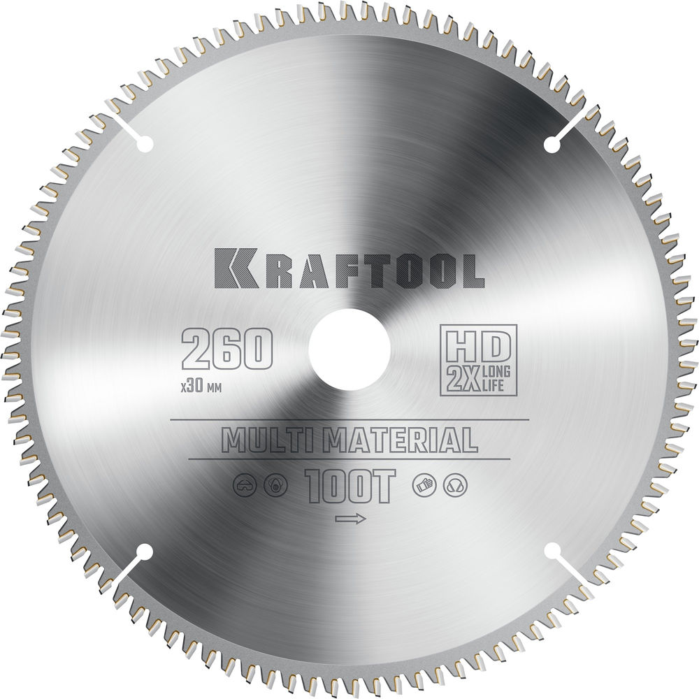 Пильный диск по алюминию Multi Material, 260 х 30 мм, 100Т KRAFTOOL 36953-260-30