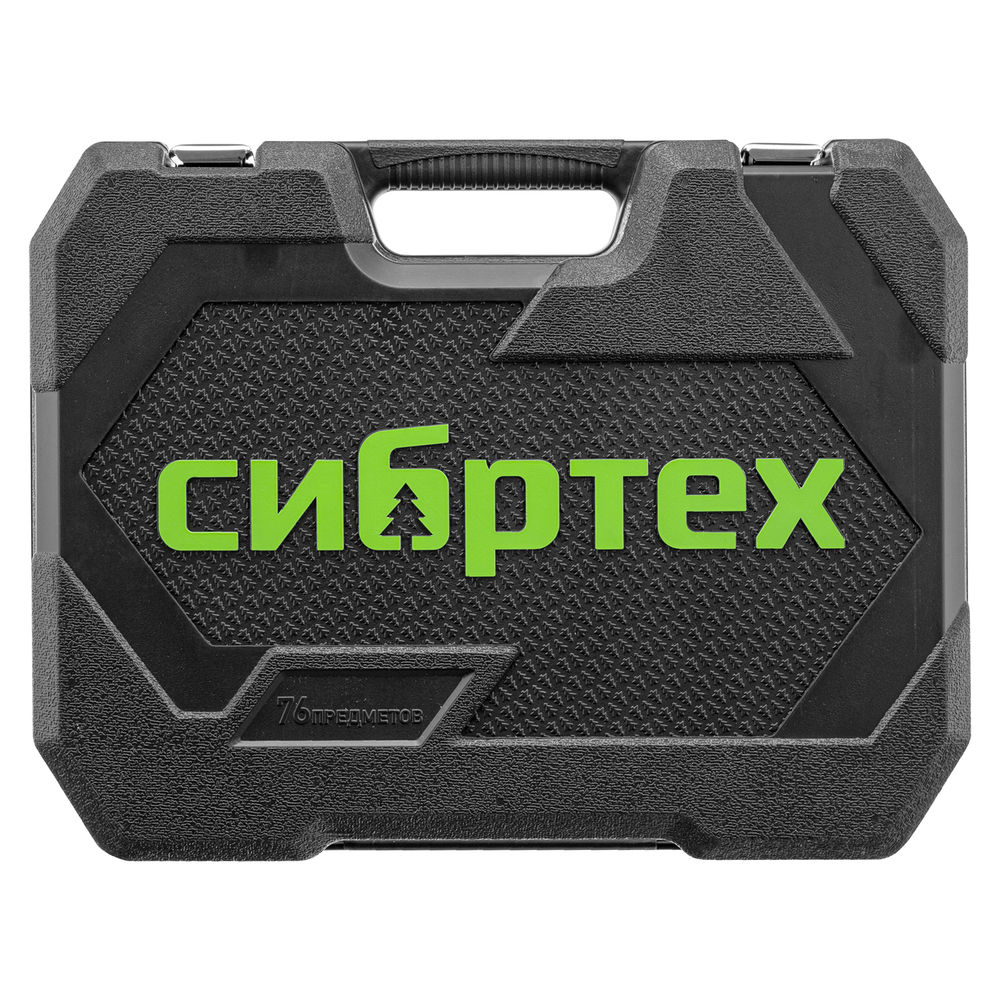 Набор инструментов, 1/2, 1/4, пластиковый кейс 76 предметов Сибртех