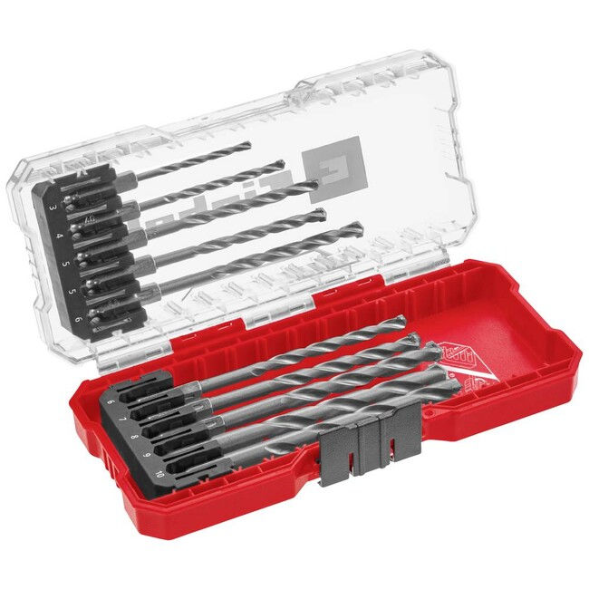 Набор сверл Einhell 10 штук,3-10 мм,по камню,с 6-гранным хвостовиком,S-Case (108743)