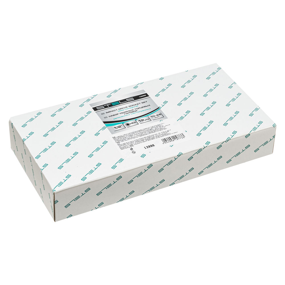 Набор ударных глубоких шестигранных торцевых головок, 1/2, 10-24 мм, в кейсе 12 шт. Stels